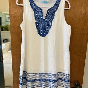 J.McLaughlin blue & white shift dress